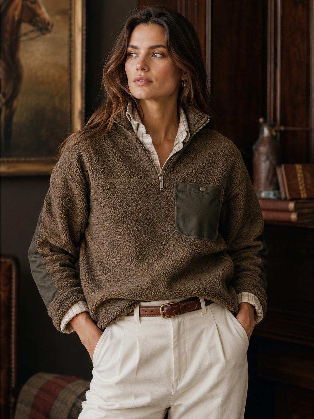 Club Monaco Teddy Fleece Quarter-Zip Pullover – S/P Unisex
